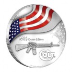 USA COLT M16 RIFLE Caliber 5.56 mm $2 Silver Coin 2010 Proof 1 oz